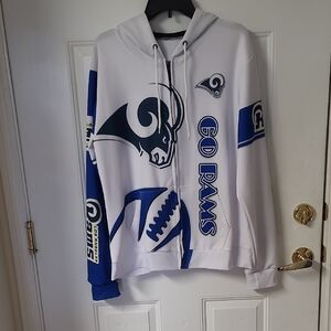 Los Angeles Rams White & Royal Blue Zip-up Hoodie